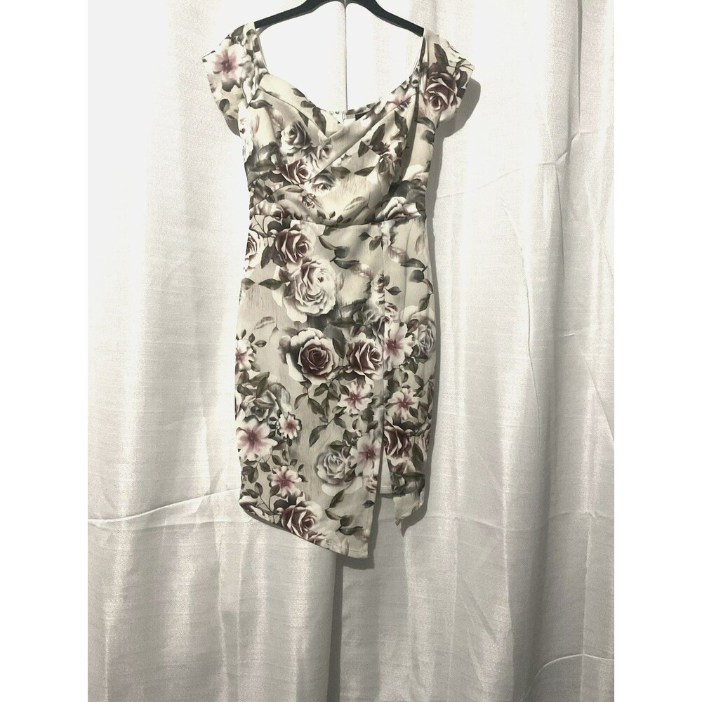 Trac medium dress  asymmetry, pencil fit, and a sexy front slit floral Size M